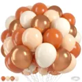 Detaillierte Ansicht von Latex Luftballons in Orange, Beige und Metall Kupfer für Geburtstage. - Orangefarbener Ballonstrauß