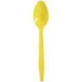 Yellow disposable plastic spoon with striped handle for party wedding birthday celebrations. - Spoon / Yellow
