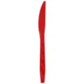 Red disposable plastic knife for party cake cutting, lightweight tableware for birthday events. - Knife / Red