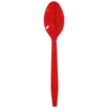 Red disposable plastic spoons with grid handle for party wedding and birthday celebrations. - Spoon / Red
