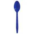 Blue plastic disposable spoon with diamond pattern handle, ideal for parties and daily events. - Spoon / Dark Blue