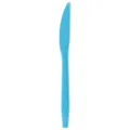 Disposable plastic knife, light blue party cutlery with textured handle, single tableware item - Knife / Blue