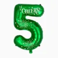 32 inch green number 5 foil balloon with cheers print for birthday party decoration supplies. - 32 Inch Number 5