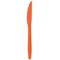 Disposable orange plastic knife for party cake cutting and event dining, textured handle. - Knife / Orange