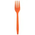 Disposable orange plastic fork for party wedding birthday cake catering tableware item - Fork / Orange