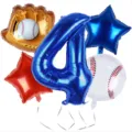Baseball glove foil balloon set number 4 star sports themed birthday party use props - Sports Balloon 5-Piece Set 4