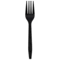 Black disposable plastic fork for party wedding birthday and cake cutting tableware use. - Fork / Black