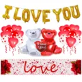 Kit de ballons Saint Valentin et mariage avec lettres love et ours mignons pour décoration fête. - Ensemble Chemin de Table Ours Câlin Saint-Valentin