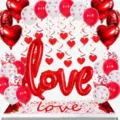 Saint Valentin mariage amour aluminium latex ballons ensemble décoration romantique fête - Ensemble Chemin de Table Pendentif Cœur LOVE Saint-Valentin
