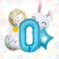 Palloncino foil numero 0 Pasqua con simpatico coniglietto e stelle per decorazione. - Set Digitale di Pasqua 0