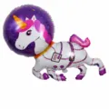 Unicorn astronaut foil balloon for kids birthday party, cute space animal decor, 90x80cm. - Space Malandi