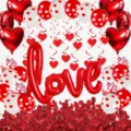 Set di decorazione per palloncini di matrimonio di San Valentino con palloncini foil amore rosso. - Set Pendente Cuore LOVE San Valentino
