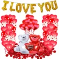 Set palloncini San Valentino matrimonio con lettere I LOVE YOU e orsetto decorativo. - Set Orsetto Abbraccioso San Valentino 3