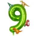 40 inch green number 9 dinosaur foil balloon set for birthday party decorations and events. - Dinosaur Green Number 9 Set