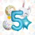 Easter number 5 foil balloon set party decoration rabbit and star balloons props - Easter Digital Set 5
