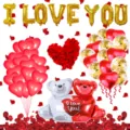 Set di palloncini per San Valentino con lettere I love you, cuori rossi e palloncini orsetto. - Set Orsetto Abbraccioso San Valentino 4