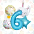Easter number 6 foil balloon set party decoration cute bunny daisy outdoor photo props - Easter Digital Set 6