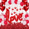 Set di palloncini per decorazioni di festa di matrimonio di San Valentino con petali di rose. - Set Pendente Labbra LOVE San Valentino