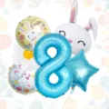 Easter number 8 foil balloon set, cute rabbit design party decoration for holiday celebration. - Easter Digital Set 8