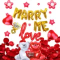 Valentine day balloon set marry me foil balloons romantic proposal party decoration - Valentine's Day Hugging Bear Set 7