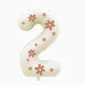 Palloncino compleanno numero 2 con stampa floreale, ideale per decorazioni e foto. - 32 Pollici Bianco Latte Floreale Numero 2