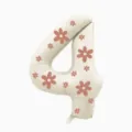 Number 4 foil balloon with cute floral pattern, perfect for birthday party decorations and photo props. - 32 Inch Milky White Floral Number 4