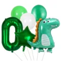 Cute dinosaur birthday party balloon set with number and green latex balloons for kids. - Dinosaur Set 0