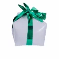 Palloncino scatola regalo gonfiabile bianca con nastro verde per decorazione festa e eventi - Scatola Regalo Bianca con Nastro Verde