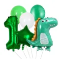 Dinosaur birthday party balloon set with number 1 foil and latex balloons for kids decor. - Dinosaur Set 1