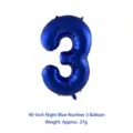 Palloncino in alluminio numero 3 blu notte, 40 pollici palloncino elio per festa di compleanno. - 40 Pollici Numero 3