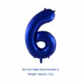 40 inch midnight blue number 6 foil balloon, helium compatible birthday party decoration. - 40 Inch Number 6