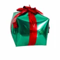 Green Christmas gift box foil balloon with red ribbon for holiday party decoration! - Green Gift Box with Red Ribbon