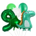 Dinosaur birthday party balloon set with green number foil balloon and latex balloons. - Dinosaur Set 9