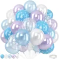 12 Zoll blau lila weiße Latexallons Set mit Schneeflocken Druck für Geburtstag Party. - Eiskönigin Ballonstrauß