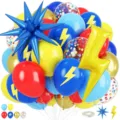 Geburtstagsballon-Set mit Stern- und Blitzballons. Perfekt für tolle Partydeko. - Blitz Blau Gelb Rot Ballonstrauß