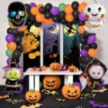 Halloween party decoration set with balloon arch foil balloons and pumpkins for event - Halloween Skeleton Witch Bunting Set
