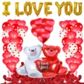 Valentine day hugging bear balloon set romantic proposal wedding party decoration props - Valentine Hugging Bear Rose Set