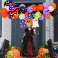 Halloween party balloon arch kit with pumpkin foil balloons for holiday home decor. - Halloween Mixed Color Balloon Chain 2