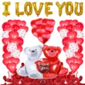 Valentine day hugging bear balloon set romantic wedding party decoration photo props - Valentine Hugging Bear Rose Set 3