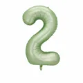 Palloncino in alluminio numero verde oliva da 32 pollici per decorazioni di feste di compleanno. - Numero 2 (Con Imballaggio Individuale) / 32 Pollici / Verde oliva