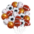 Sports theme foil balloons set including basketball soccer baseball and football for party decor - Sports Ball Mix / 20 Piece Set