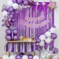 Kit arco ghirlanda palloncini viola con striscione buon compleanno festa bambini decorazione. - Ghirlanda di Palloncini Viola