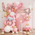 Roze Valentijnsdag ballonnenboog set verjaardag feestdecoratie met folieballonnen voor evenementen - Valentijnsdag Set 3096