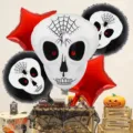 Σετ 5 τεμαχίων διακοσμητικών μπαλονιών Halloween με κρανίο και αστέρια για πάρτι. - Σετ 5 Τεμαχίων Halloween 16444