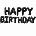 Set di palloncini in foil con lettere Happy Birthday nere da 16 pollici con nastro e paglia - Set Compleanno Nero