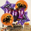 5-piece Halloween balloon set, purple bat, orange spider pumpkin theme party decoration balloons - Halloween 5-Piece Set 16447