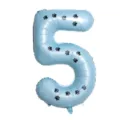 40 inch blue foil number 5 balloon with cute black dog paw prints for birthday party decor. - Number 5