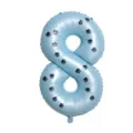 40 inch blue foil number 8 balloon with cute dog paw prints for birthday party decor. - Number 8