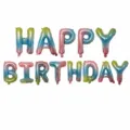 16 inch gradient happy birthday foil balloon set with ribbon and straw for party decor. - Gradient Birthday Party Set