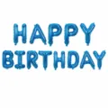 16 inch blue foil letter balloons happy birthday party decoration set with ribbon straw - Blue Happy Birthday